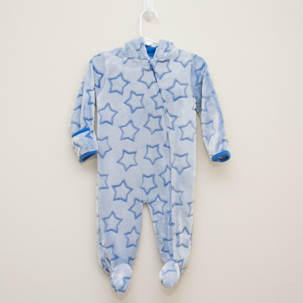 Little Beginnings Blue Fleece Bunting Suit With Stars